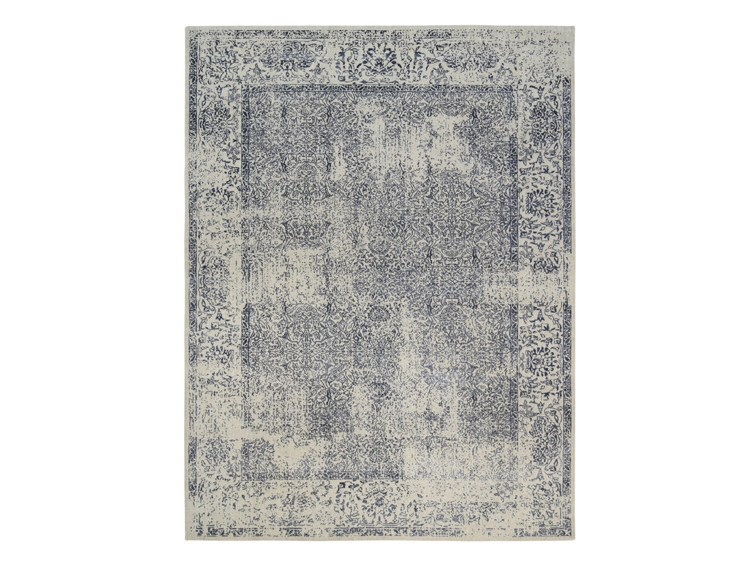 9'1" x 12'0" New Hand Loomed Grey Wool & Art Silk Rectangle Oriental Rug - MOA10263256