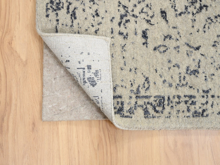 9'1" x 12'0" New Hand Loomed Grey Wool & Art Silk Rectangle Oriental Rug - MOA10263256