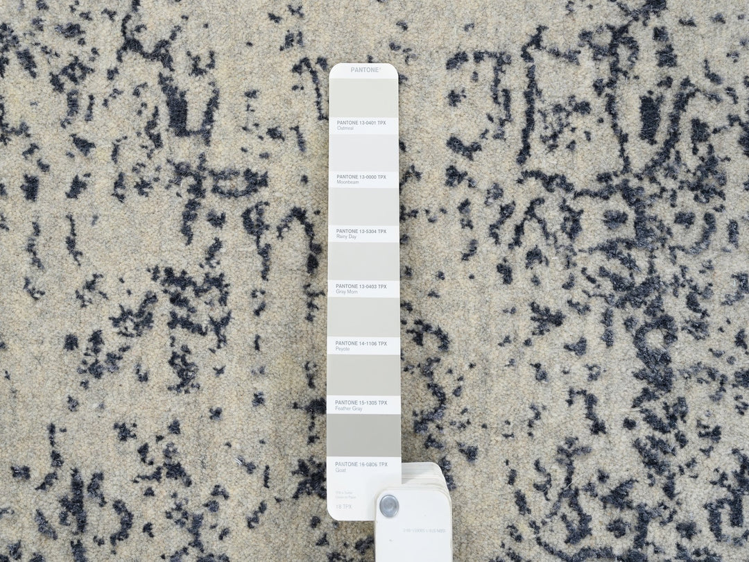 9'1" x 12'0" New Hand Loomed Grey Wool & Art Silk Rectangle Oriental Rug - MOA10263256