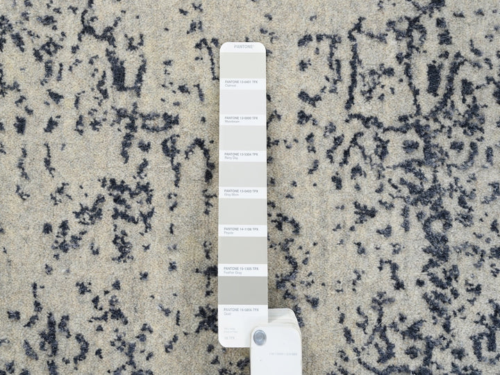 9'1" x 12'0" New Hand Loomed Grey Wool & Art Silk Rectangle Oriental Rug - MOA10263256