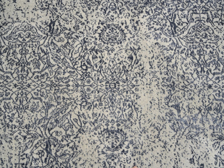 9'1" x 12'0" New Hand Loomed Grey Wool & Art Silk Rectangle Oriental Rug - MOA10263256