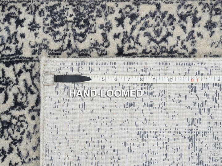 2'6" x 6'1" New Hand Loomed Grey Wool & Art Silk Runner Oriental Rug - MOA10263262