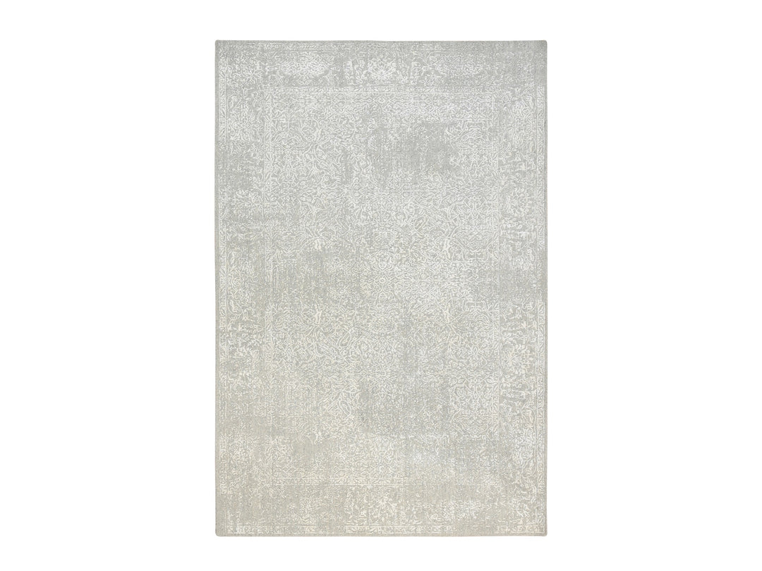 6'0" x 9'2" New Hand Loomed Beige Wool & Art Silk Rectangle Oriental Rug - MOA10263264