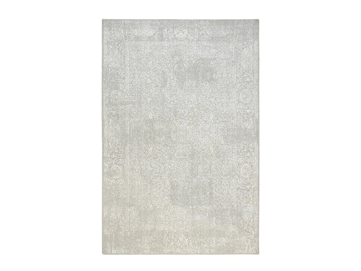 6'0" x 9'2" New Hand Loomed Beige Wool & Art Silk Rectangle Oriental Rug - MOA10263264