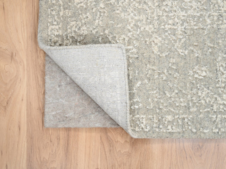 6'0" x 9'2" New Hand Loomed Beige Wool & Art Silk Rectangle Oriental Rug - MOA10263264