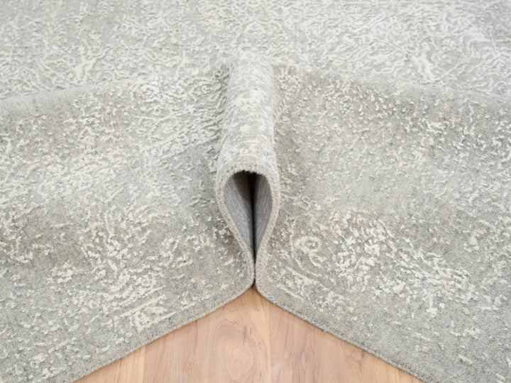 6'0" x 9'2" New Hand Loomed Beige Wool & Art Silk Rectangle Oriental Rug - MOA10263264