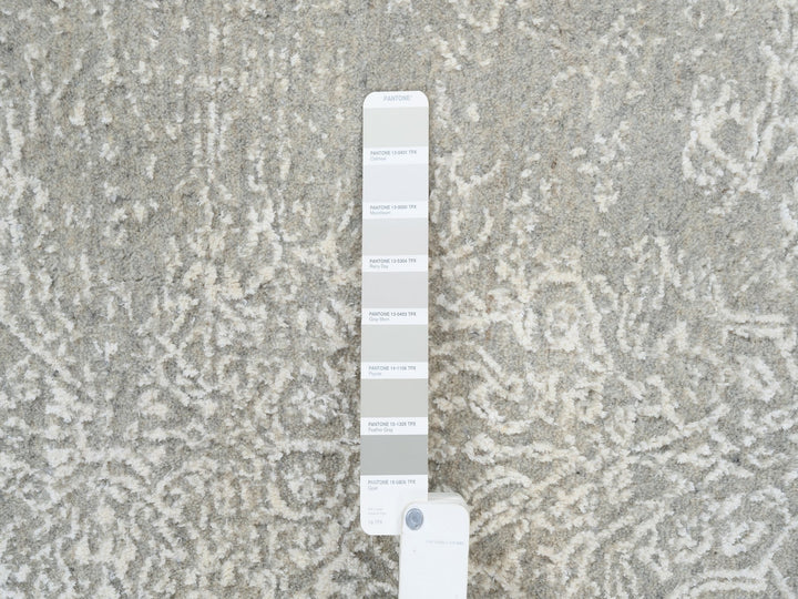 6'0" x 9'2" New Hand Loomed Beige Wool & Art Silk Rectangle Oriental Rug - MOA10263264