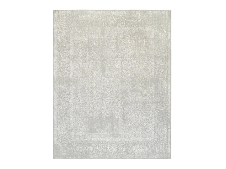 8'0" x 10'0" New Hand Loomed Beige Wool & Art Silk Rectangle Oriental Rug - MOA10263267