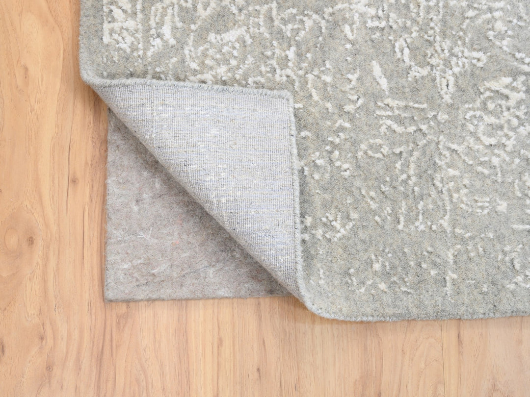 8'0" x 10'0" New Hand Loomed Beige Wool & Art Silk Rectangle Oriental Rug - MOA10263267