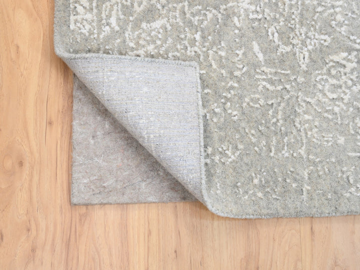 8'0" x 10'0" New Hand Loomed Beige Wool & Art Silk Rectangle Oriental Rug - MOA10263267