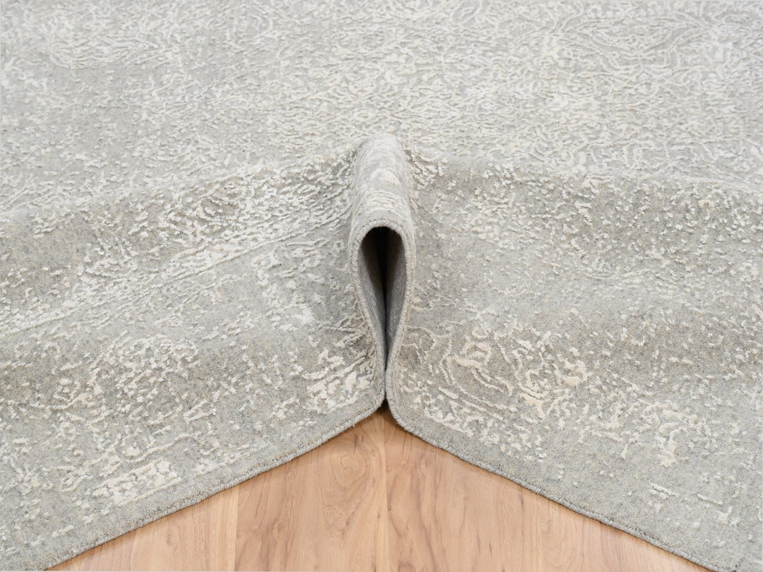 8'0" x 10'0" New Hand Loomed Beige Wool & Art Silk Rectangle Oriental Rug - MOA10263267