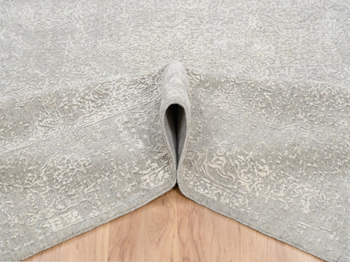 8'0" x 10'0" New Hand Loomed Beige Wool & Art Silk Rectangle Oriental Rug - MOA10263267