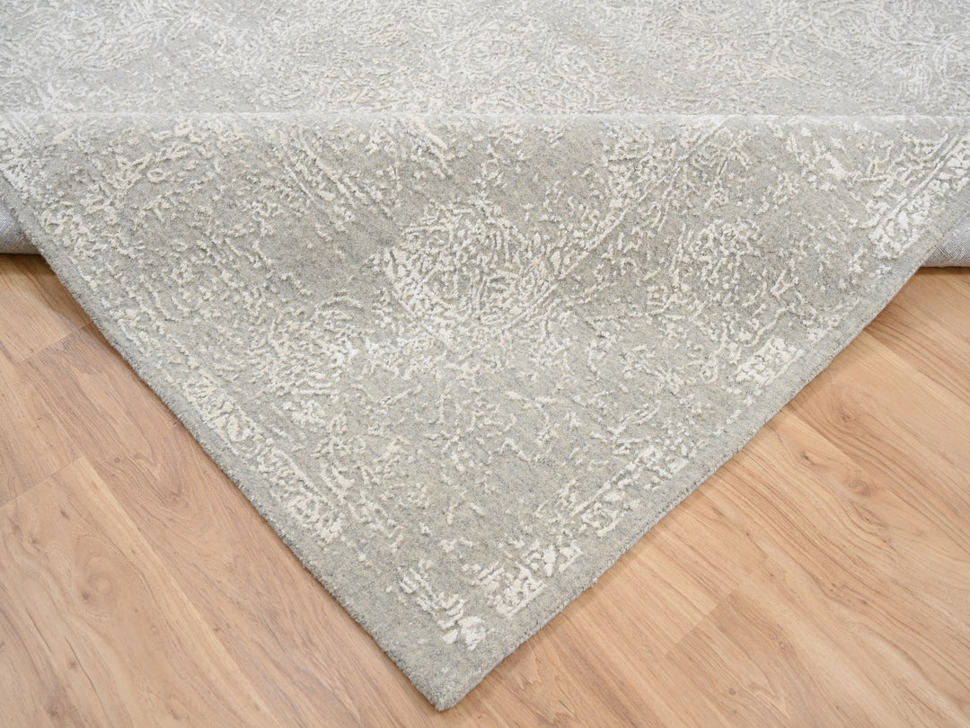 8'0" x 10'0" New Hand Loomed Beige Wool & Art Silk Rectangle Oriental Rug - MOA10263267