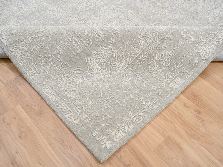 8'0" x 10'0" New Hand Loomed Beige Wool & Art Silk Rectangle Oriental Rug - MOA10263267