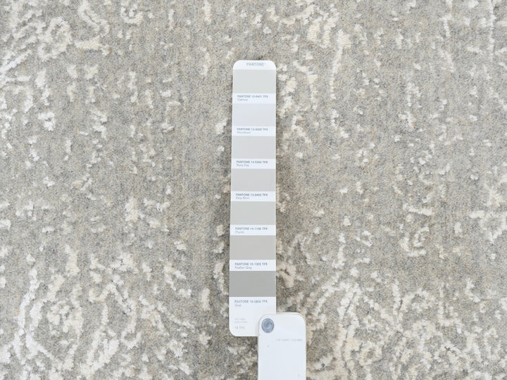 8'0" x 10'0" New Hand Loomed Beige Wool & Art Silk Rectangle Oriental Rug - MOA10263267