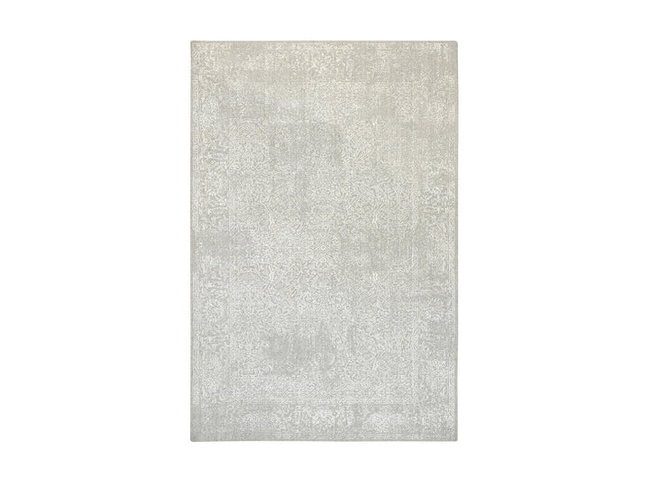 6'0" x 9'2" New Hand Loomed Beige Wool & Art Silk Rectangle Oriental Rug - MOA10263269