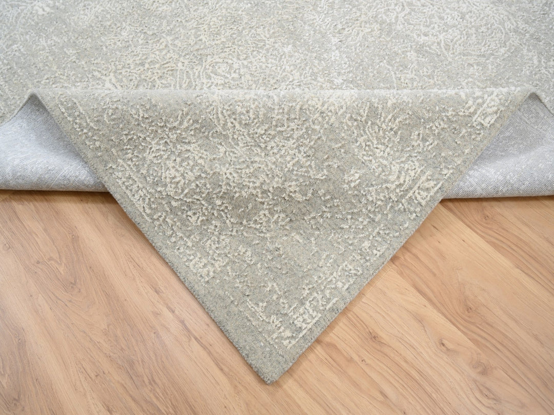 6'0" x 9'2" New Hand Loomed Beige Wool & Art Silk Rectangle Oriental Rug - MOA10263269