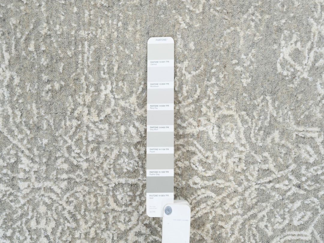 6'0" x 9'2" New Hand Loomed Beige Wool & Art Silk Rectangle Oriental Rug - MOA10263269