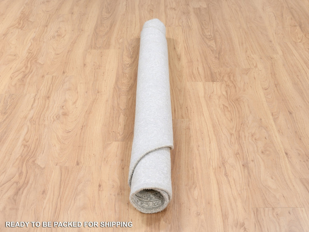 6'0" x 6'0" New Hand Loomed Beige Wool & Art Silk Round Oriental Rug - MOA10263270