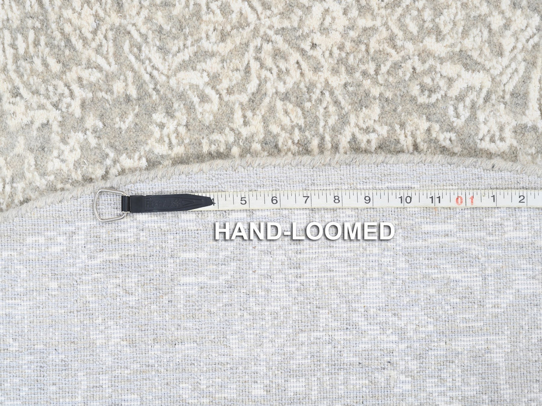 6'0" x 6'0" New Hand Loomed Beige Wool & Art Silk Round Oriental Rug - MOA10263270