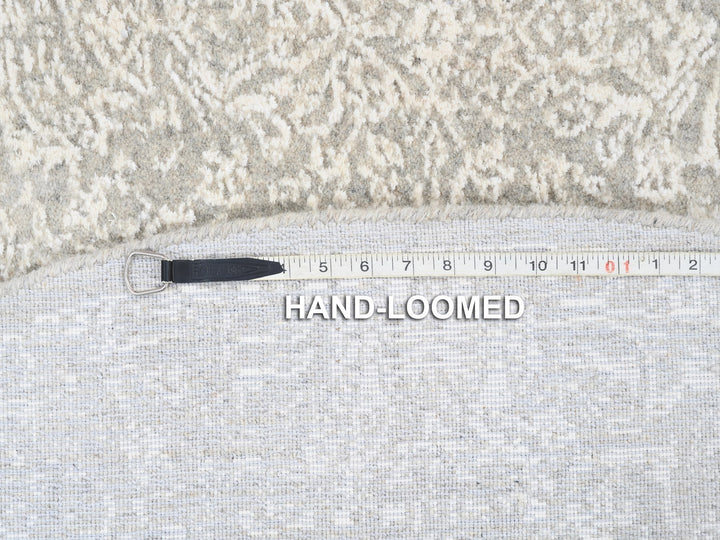 6'0" x 6'0" New Hand Loomed Beige Wool & Art Silk Round Oriental Rug - MOA10263270