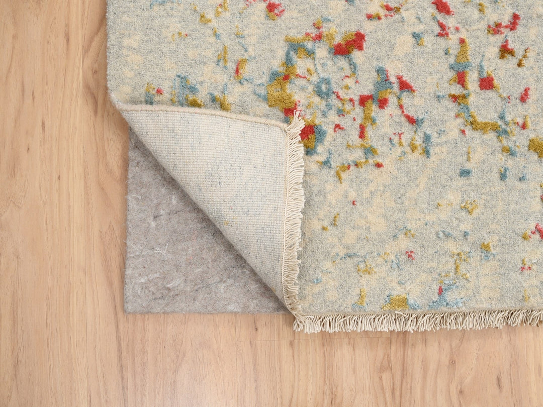 10'0" x 14'0" New Hand Knotted Ivory Wool & Silk Rectangle Oriental Rug - MOA10263271