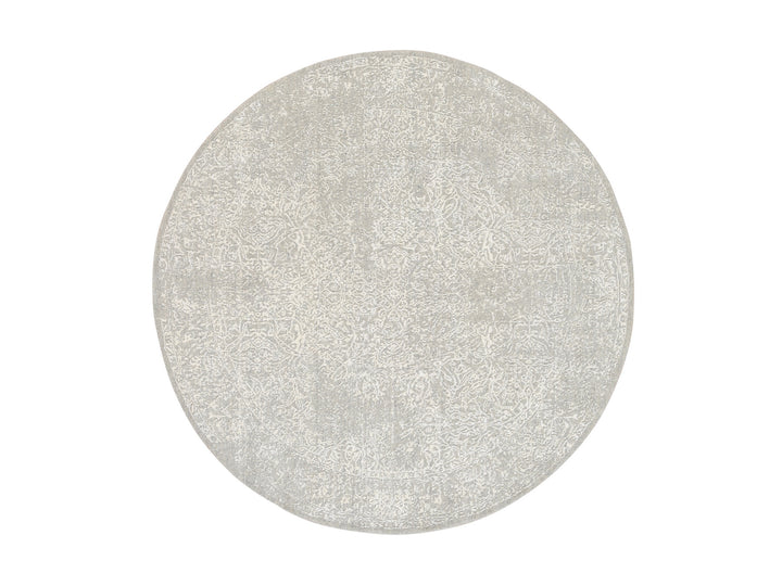 6'0" x 6'1" New Hand Loomed Beige Wool & Art Silk Round Oriental Rug - MOA10263272