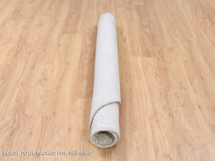 6'0" x 6'1" New Hand Loomed Beige Wool & Art Silk Round Oriental Rug - MOA10263272