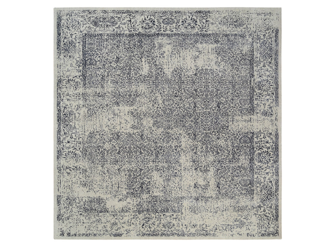 10'0" x 10'1" New Hand Loomed Grey Wool & Art Silk Square Oriental Rug - MOA10263276