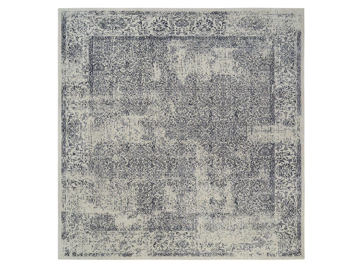 10'0" x 10'1" New Hand Loomed Grey Wool & Art Silk Square Oriental Rug - MOA10263276