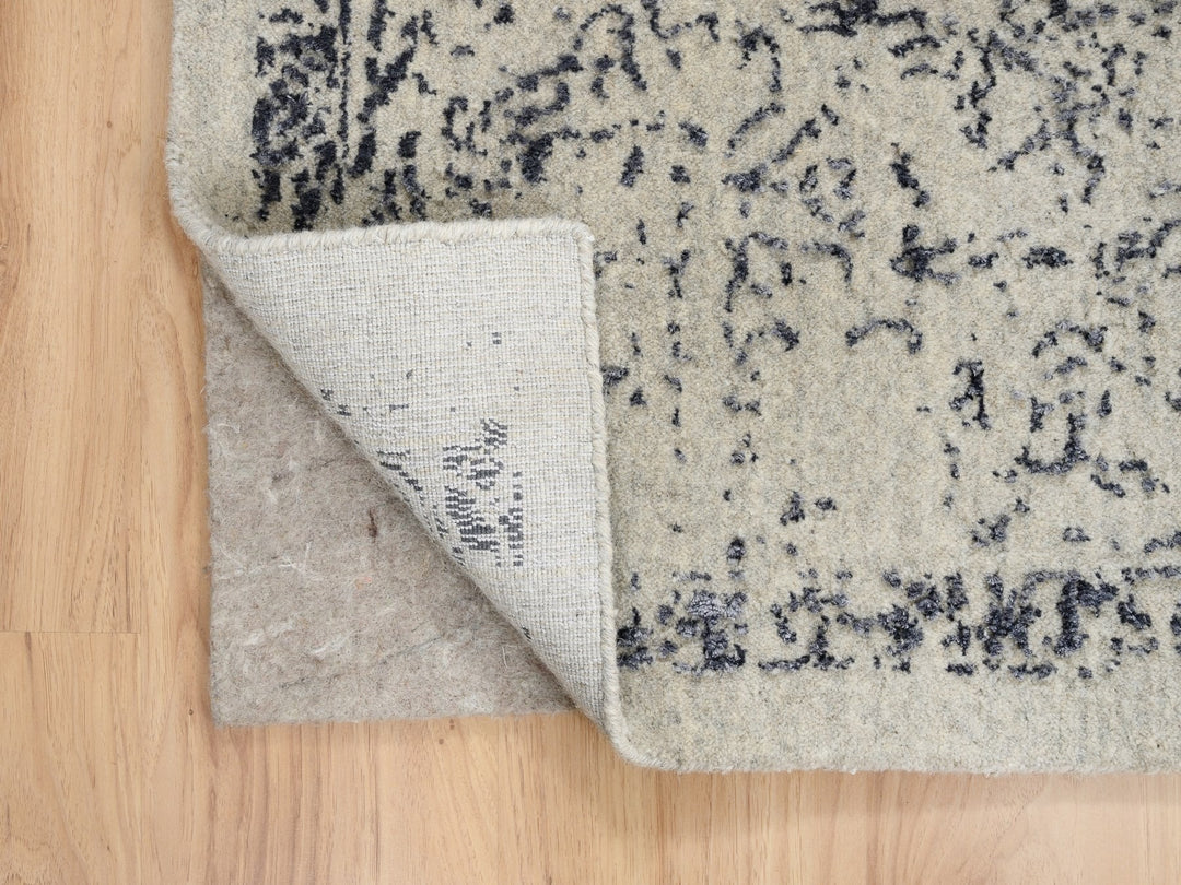 10'0" x 10'1" New Hand Loomed Grey Wool & Art Silk Square Oriental Rug - MOA10263276