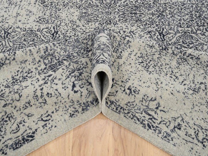 10'0" x 10'1" New Hand Loomed Grey Wool & Art Silk Square Oriental Rug - MOA10263276