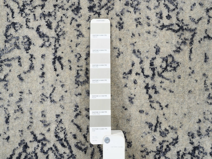 10'0" x 10'1" New Hand Loomed Grey Wool & Art Silk Square Oriental Rug - MOA10263276