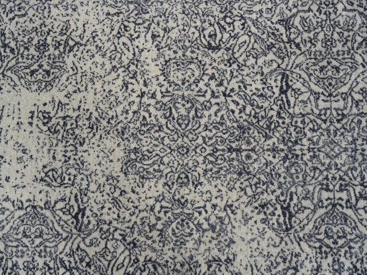 10'0" x 10'1" New Hand Loomed Grey Wool & Art Silk Square Oriental Rug - MOA10263276