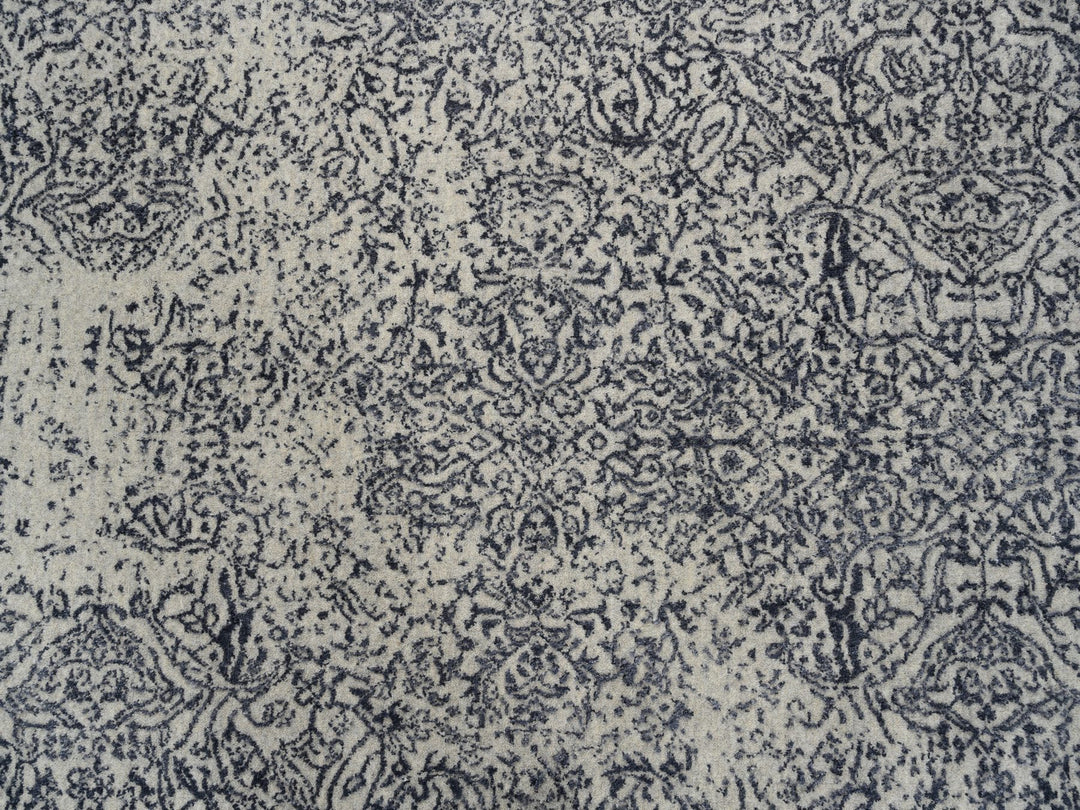 10'0" x 10'1" New Hand Loomed Grey Wool & Art Silk Square Oriental Rug - MOA10263276