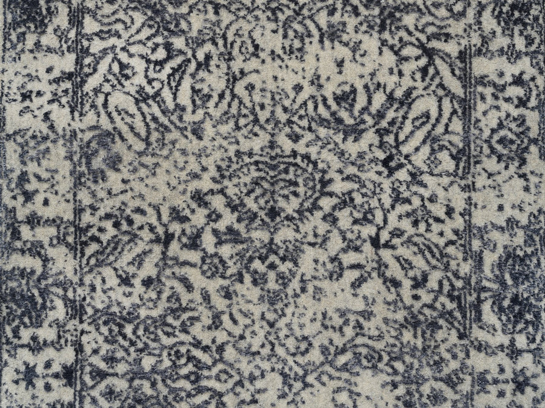 2'7" x 12'2" New Hand Loomed Grey Wool & Art Silk Runner Oriental Rug - MOA10263277