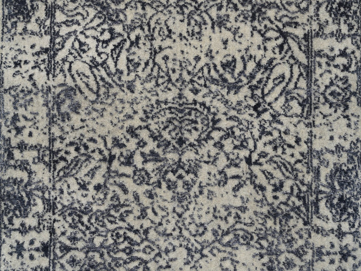 2'7" x 12'2" New Hand Loomed Grey Wool & Art Silk Runner Oriental Rug - MOA10263277