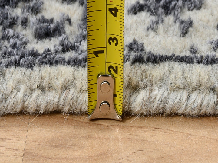 2'7" x 12'2" New Hand Loomed Grey Wool & Art Silk Runner Oriental Rug - MOA10263277