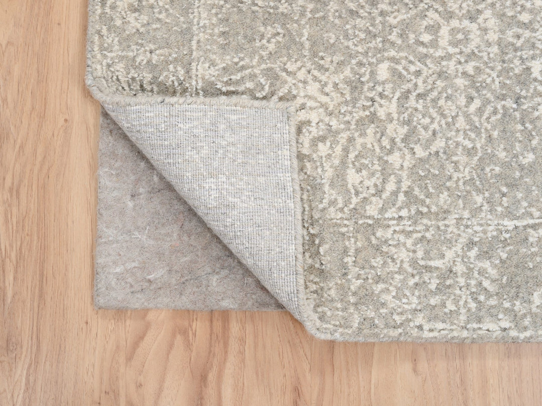 2'7" x 12'0" New Hand Loomed Beige Wool & Art Silk Runner Oriental Rug - MOA10263278