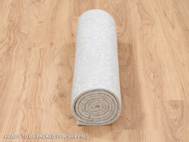 2'6" x 8'0" New Hand Loomed Beige Wool & Art Silk Runner Oriental Rug - MOA10263280