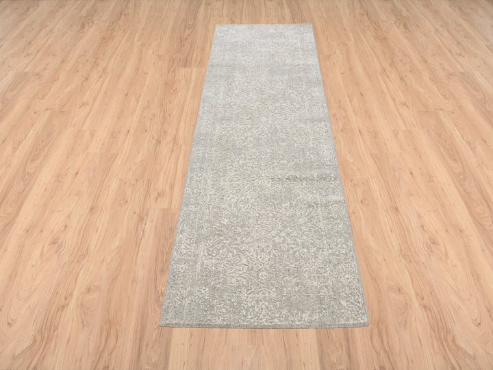 2'5" x 7'10" New Hand Loomed Beige Wool & Art Silk Runner Oriental Rug - MOA10263282