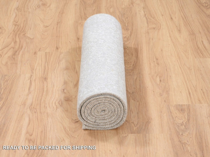 2'5" x 7'10" New Hand Loomed Beige Wool & Art Silk Runner Oriental Rug - MOA10263282