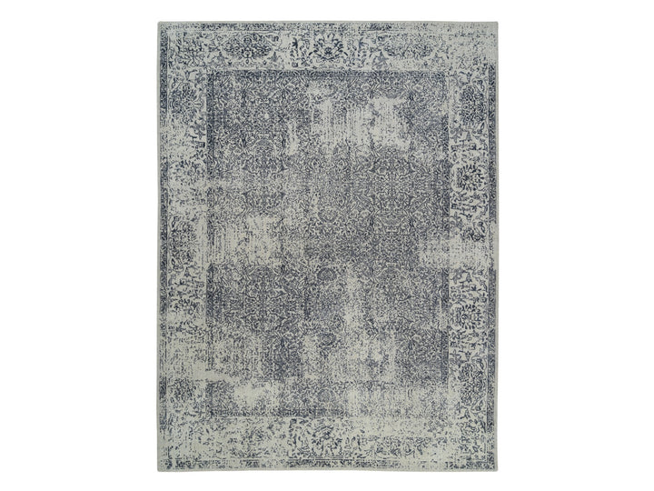 9'0" x 12'0" New Hand Loomed Grey Wool & Art Silk Rectangle Oriental Rug - MOA10263297