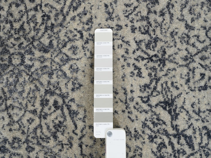 9'0" x 12'0" New Hand Loomed Grey Wool & Art Silk Rectangle Oriental Rug - MOA10263297