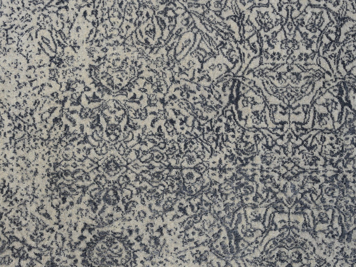 9'0" x 12'0" New Hand Loomed Grey Wool & Art Silk Rectangle Oriental Rug - MOA10263297