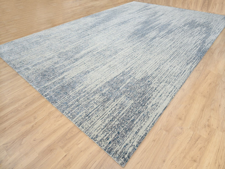 12'0" x 18'0" New Hand Loomed Grey Wool & Art Silk Rectangle Oriental Rug - MOA10263302