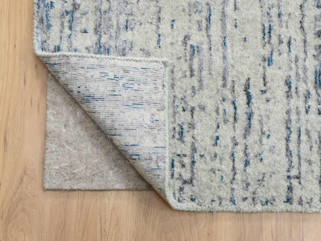 12'0" x 18'0" New Hand Loomed Grey Wool & Art Silk Rectangle Oriental Rug - MOA10263302