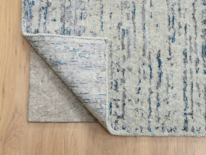 12'0" x 18'0" New Hand Loomed Grey Wool & Art Silk Rectangle Oriental Rug - MOA10263302