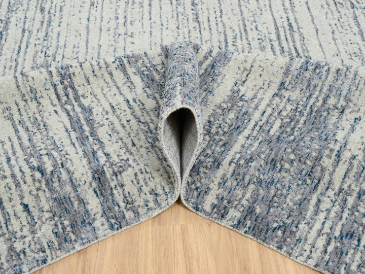 12'0" x 18'0" New Hand Loomed Grey Wool & Art Silk Rectangle Oriental Rug - MOA10263302