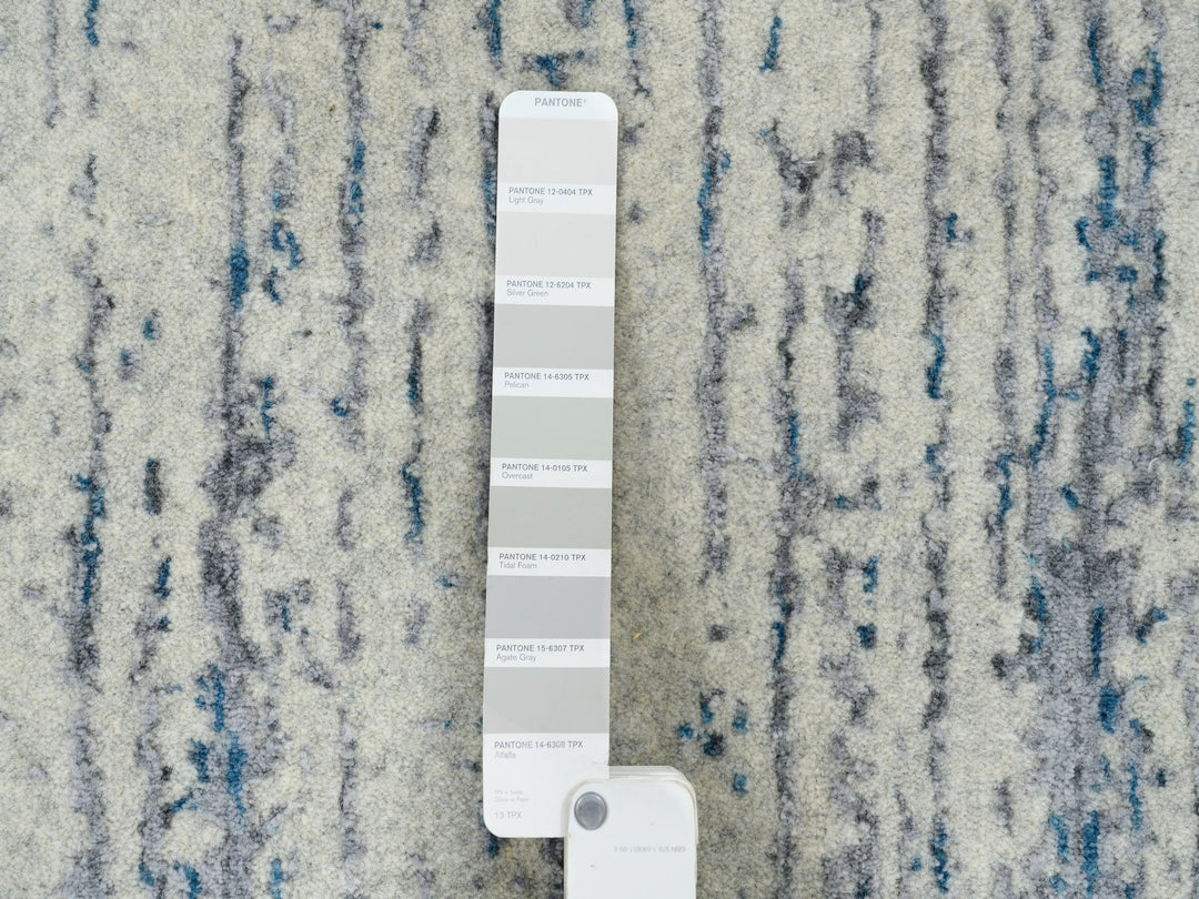 12'0" x 18'0" New Hand Loomed Grey Wool & Art Silk Rectangle Oriental Rug - MOA10263302